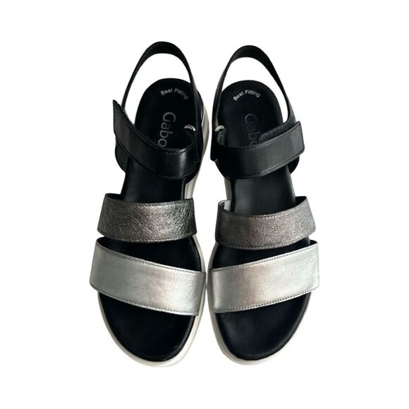 GABOR CROSSOVER VELCRO WEDGE SANDALS. - Picture 1 of 11